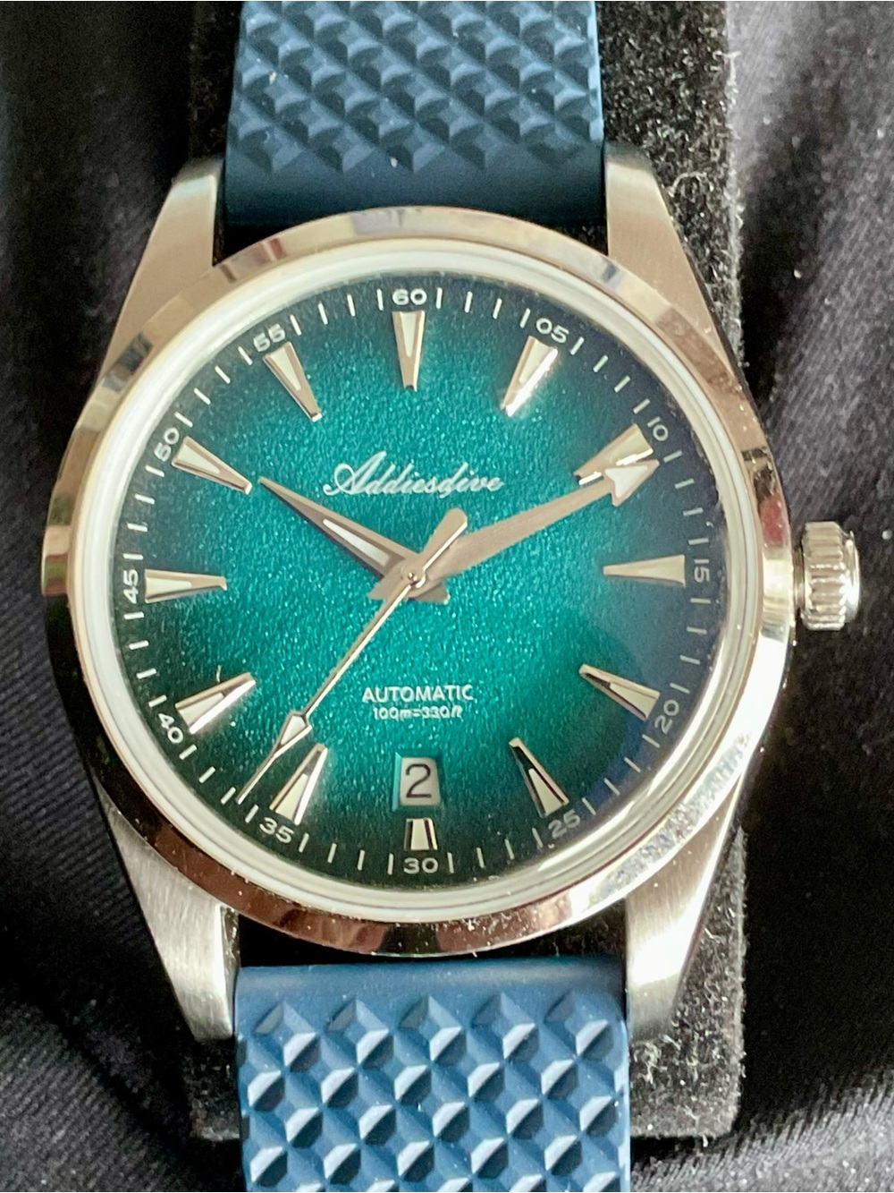 Full Set NIB Automatic Addiesdive Watch Textured Radiant Teal Dial - Picture 3 of 16